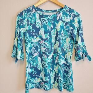Lilly Pulitzer Preston Top Tidal Wave In The Details T-Shirt Sz XXS